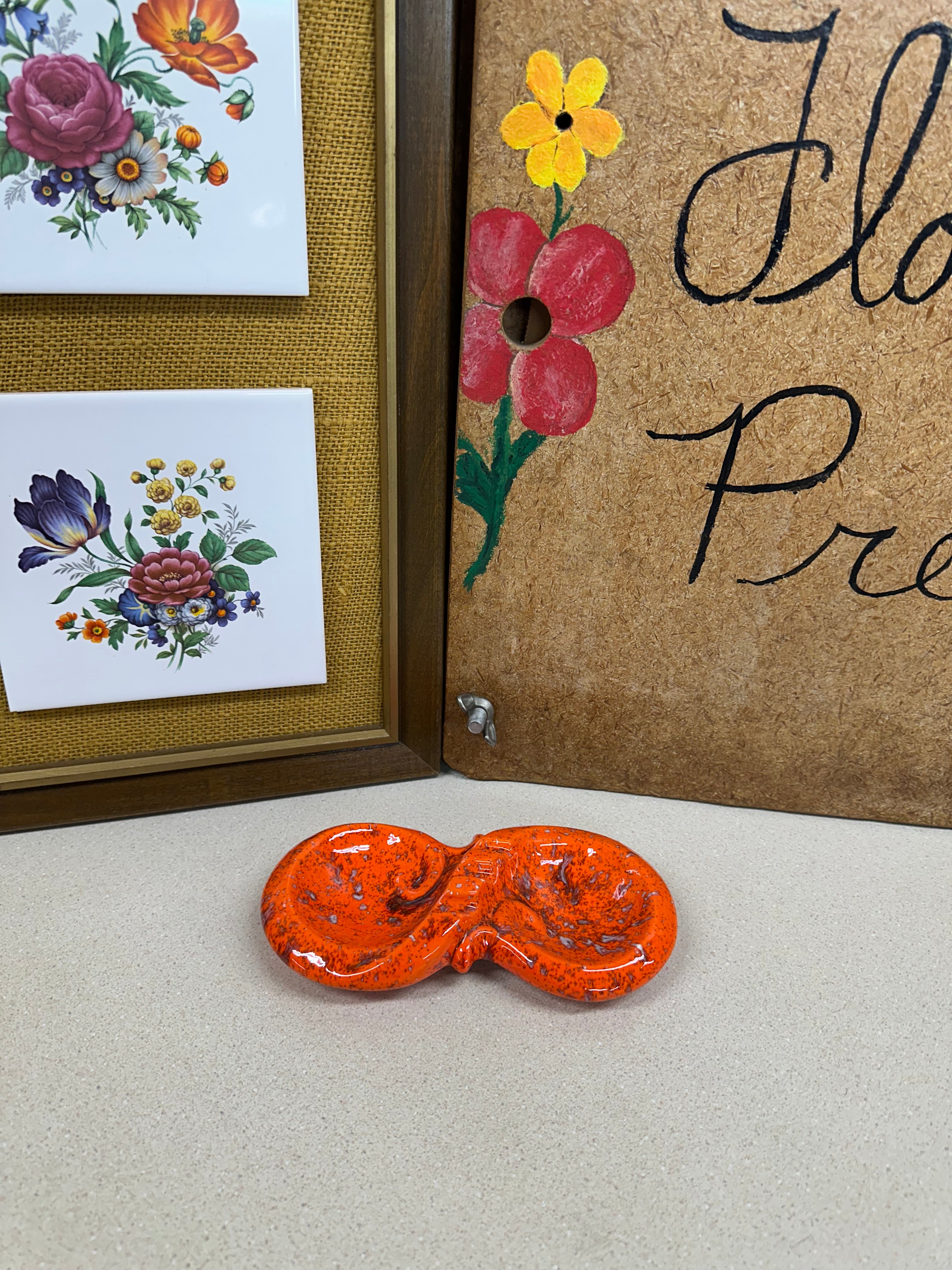 Vintage Glass Ashtray Orange Retro