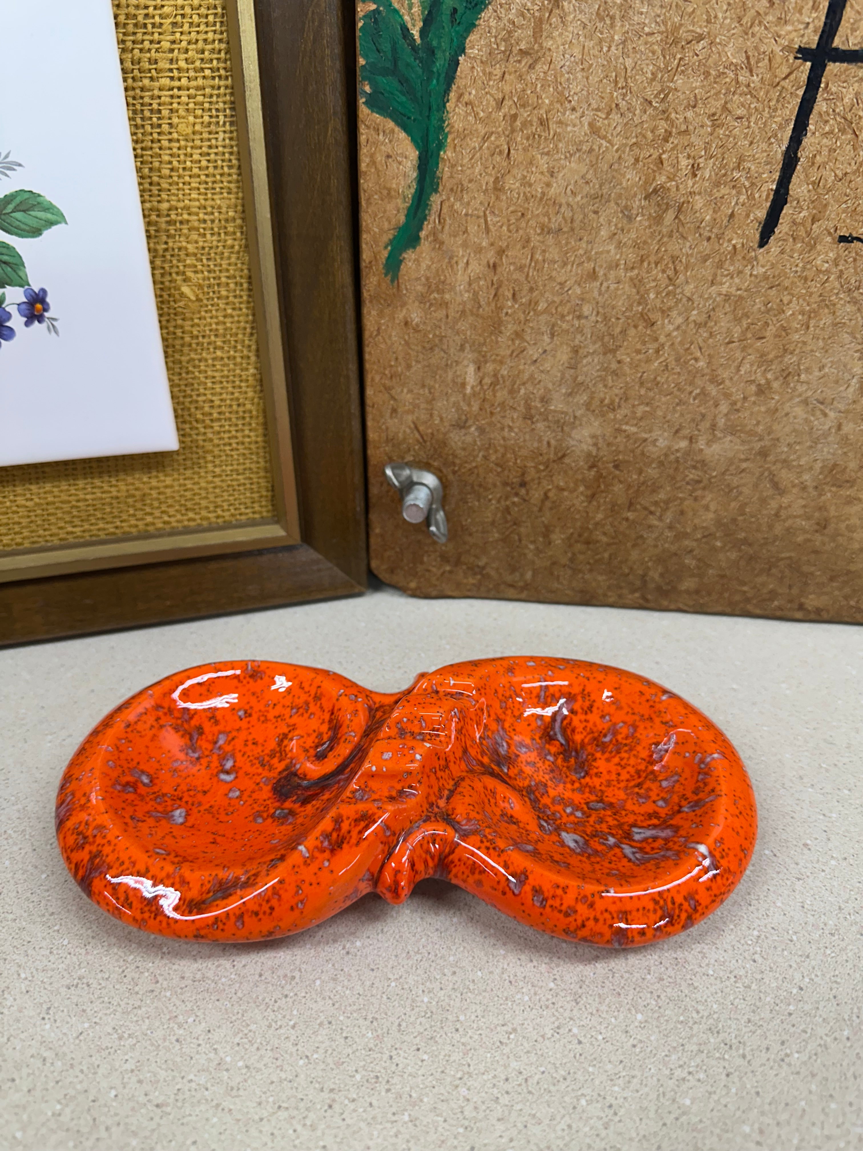 Vintage Glass Ashtray Orange Retro