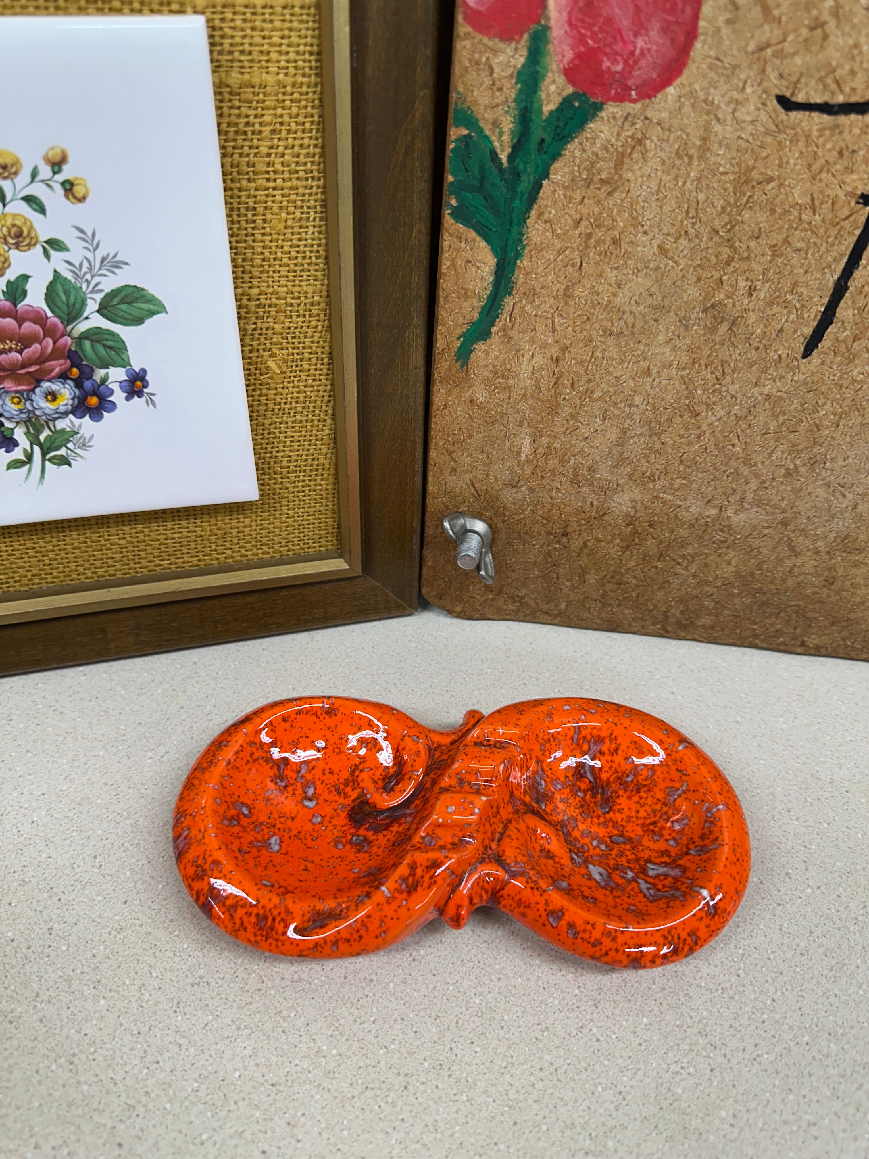 Vintage Glass Ashtray Orange Retro