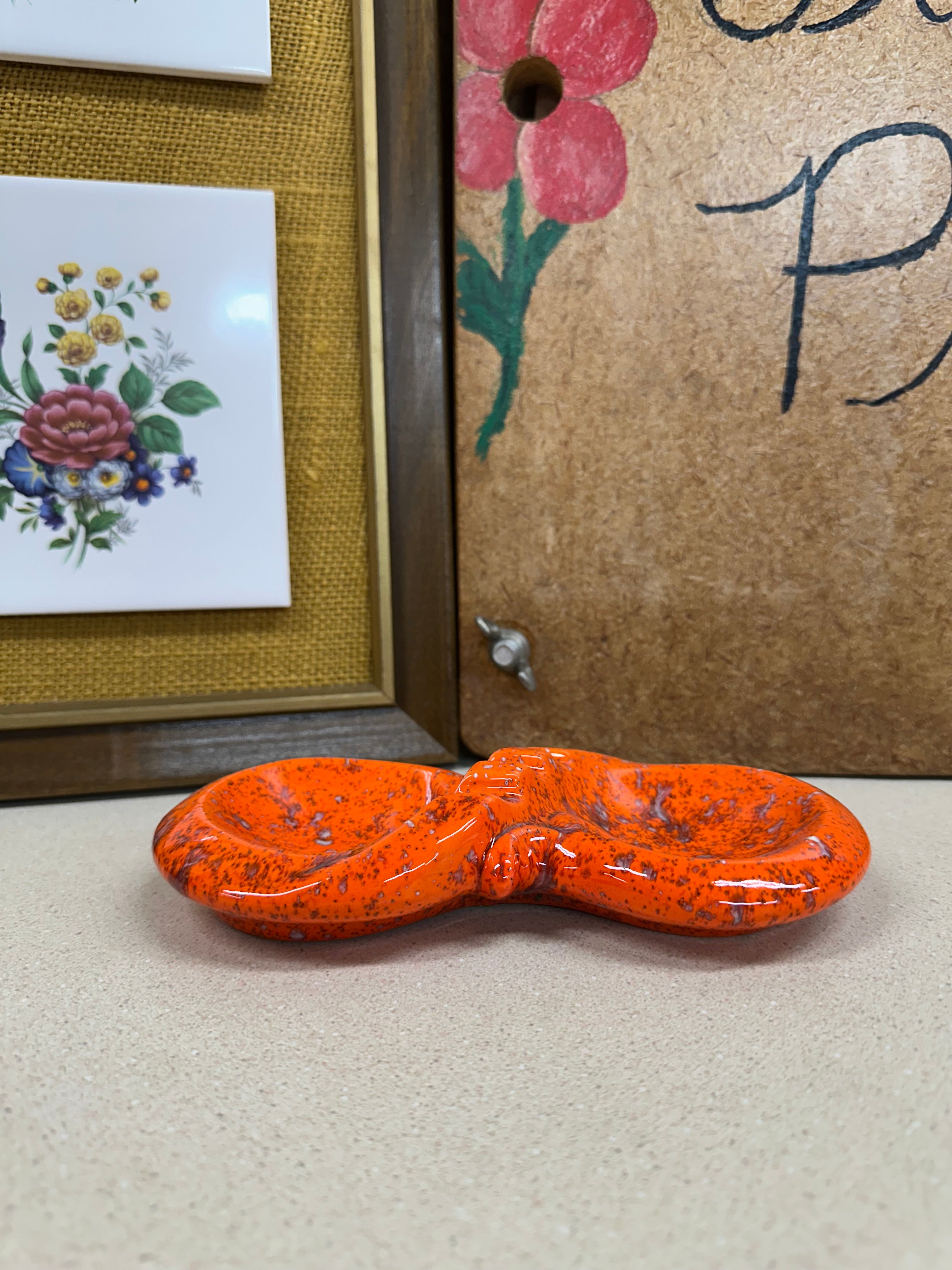 Vintage Glass Ashtray Orange Retro