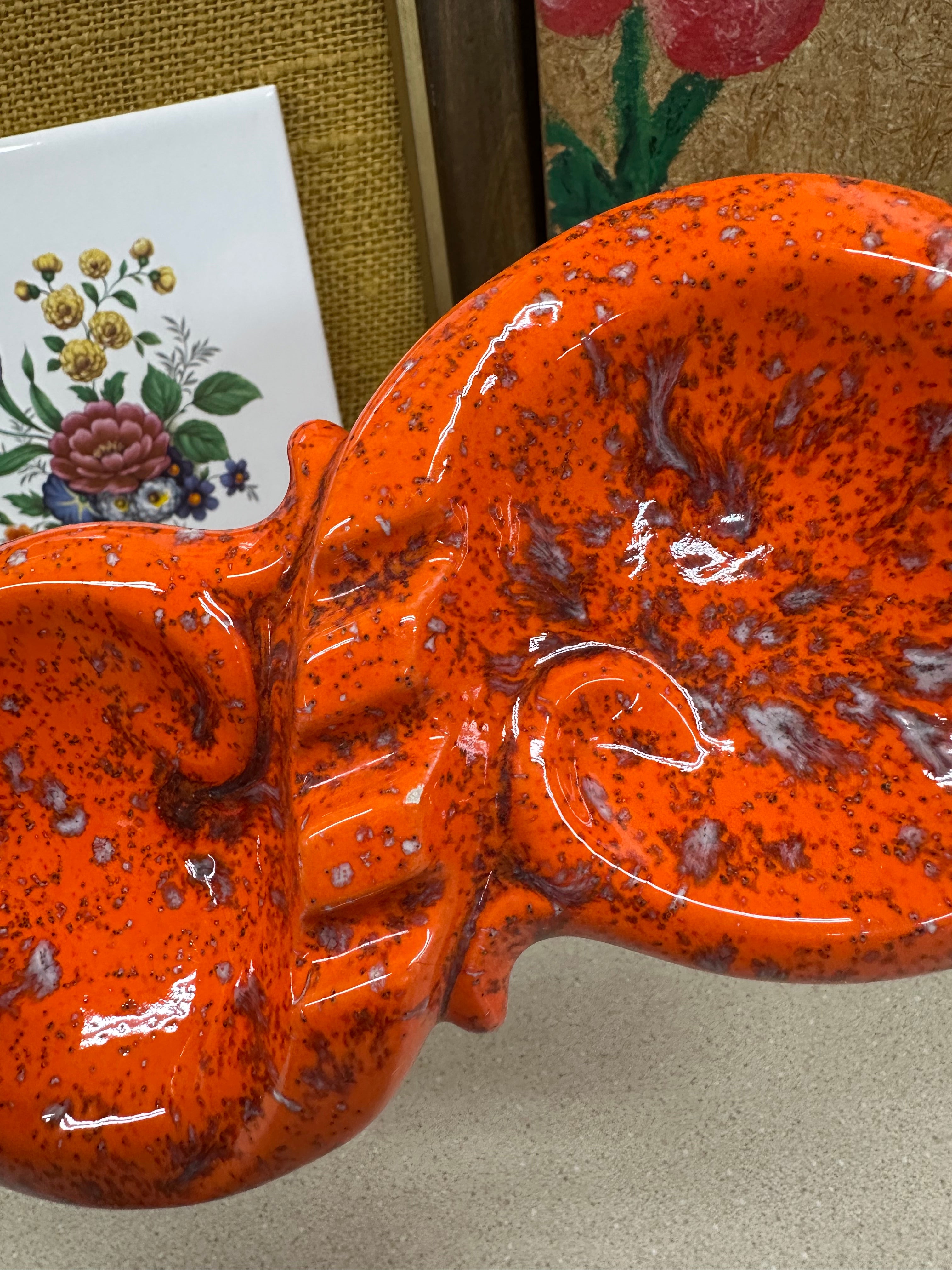 Vintage Glass Ashtray Orange Retro