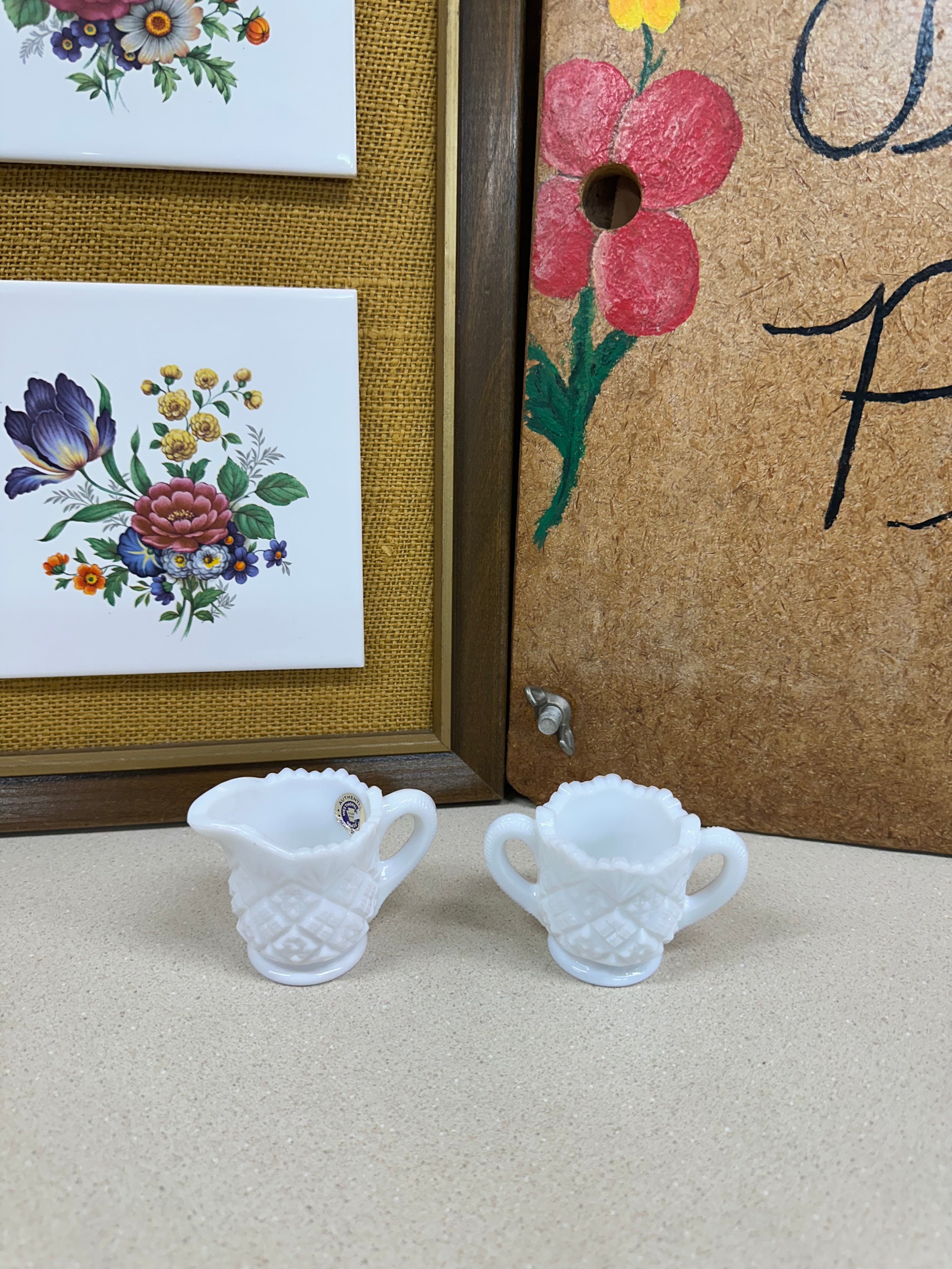 Vintage Cream & Sugar Bowl Westmoreland Small Pieces Set of 2
