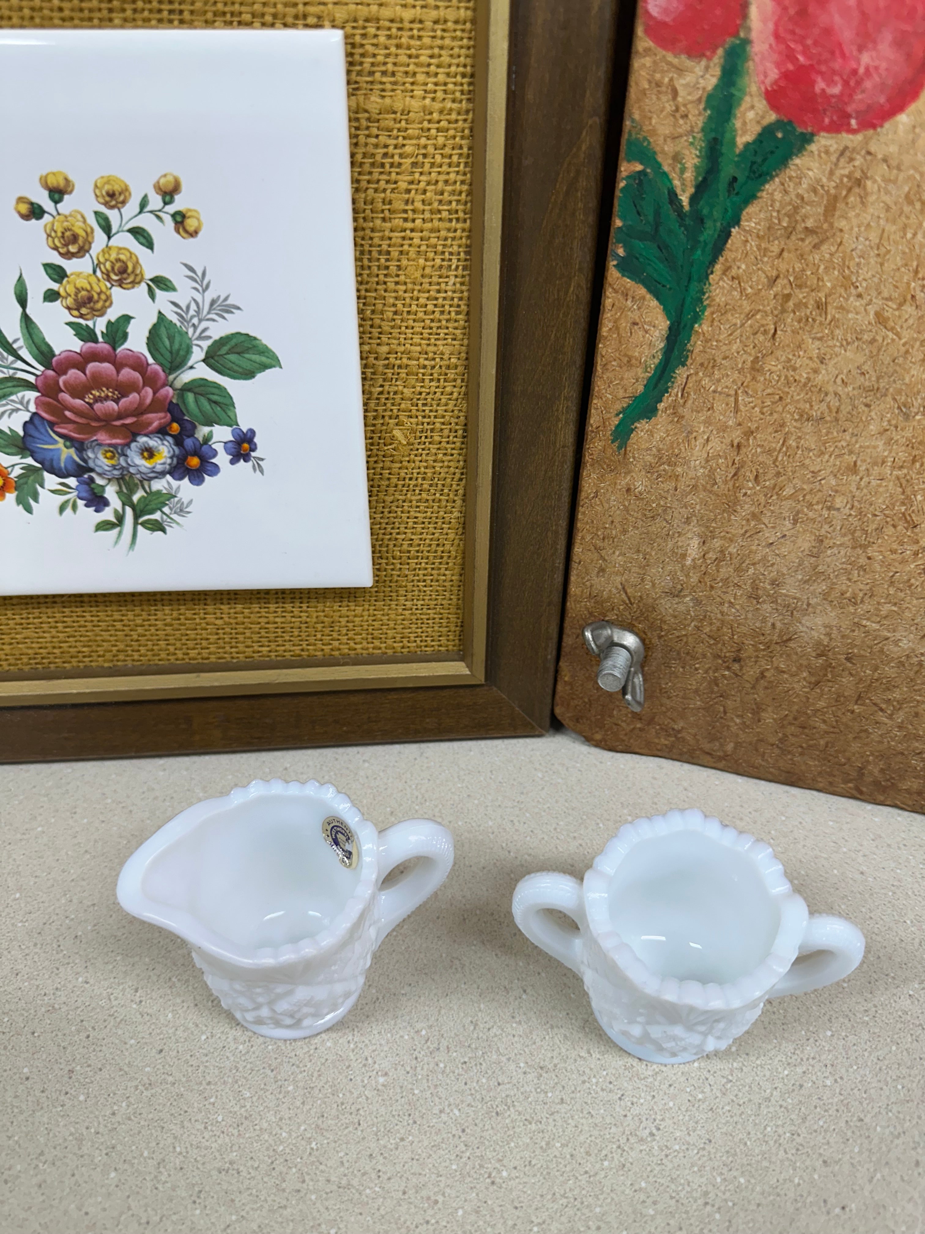 Vintage Cream & Sugar Bowl Westmoreland Small Pieces Set of 2
