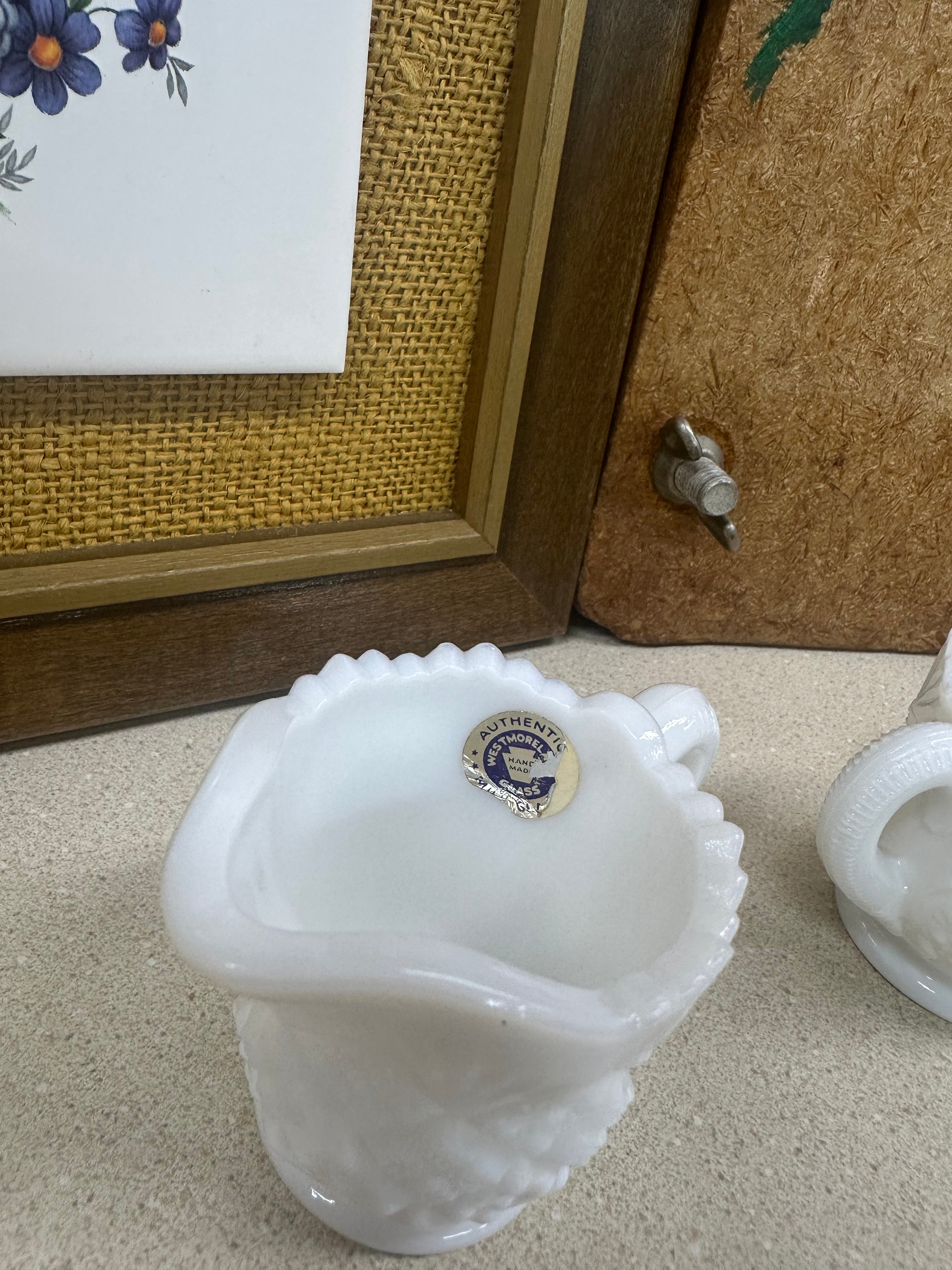 Vintage Cream & Sugar Bowl Westmoreland Small Pieces Set of 2