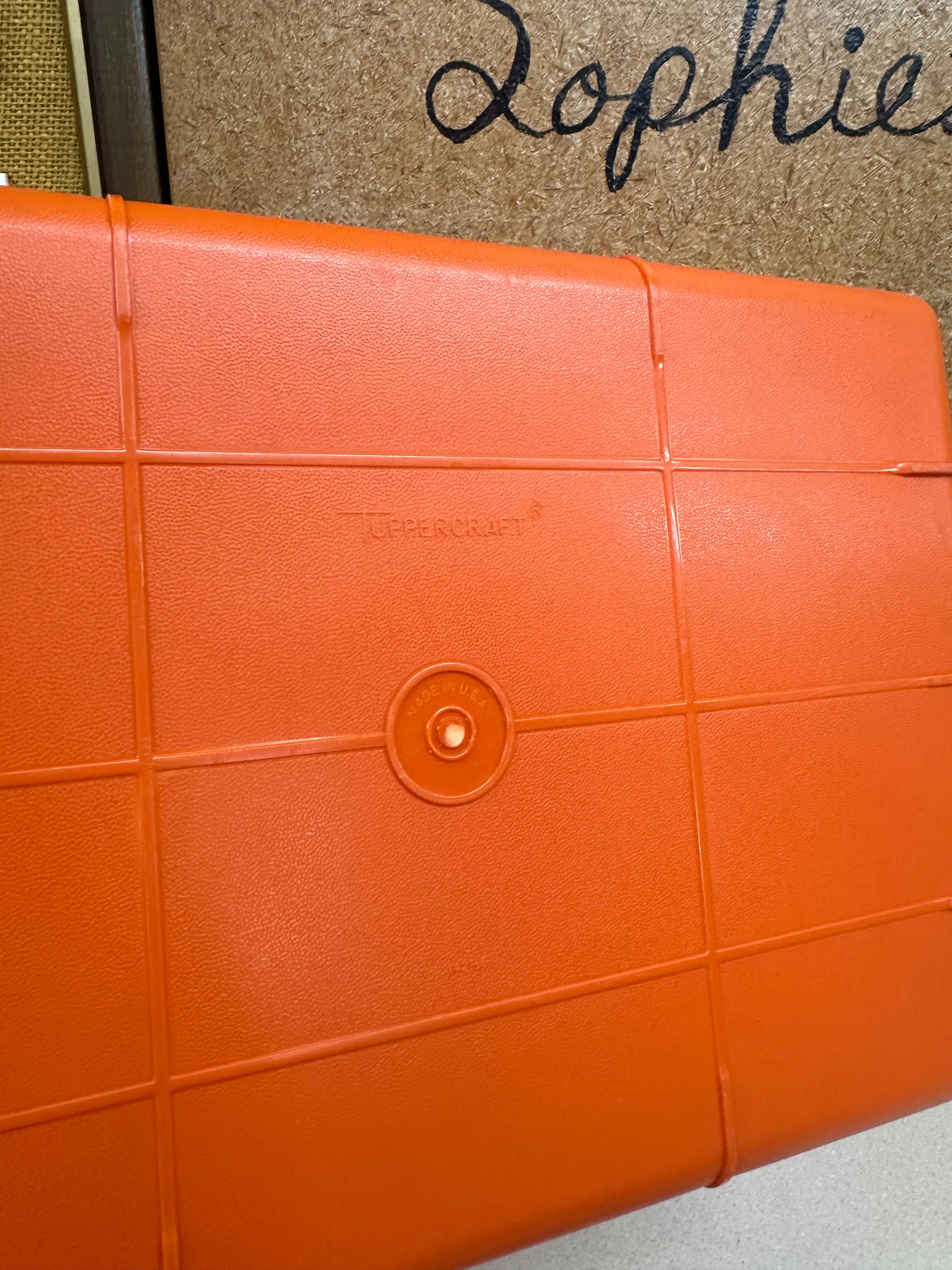 Vintage Tupperware Storage Container Organizer Jewelry Craft Box Orange