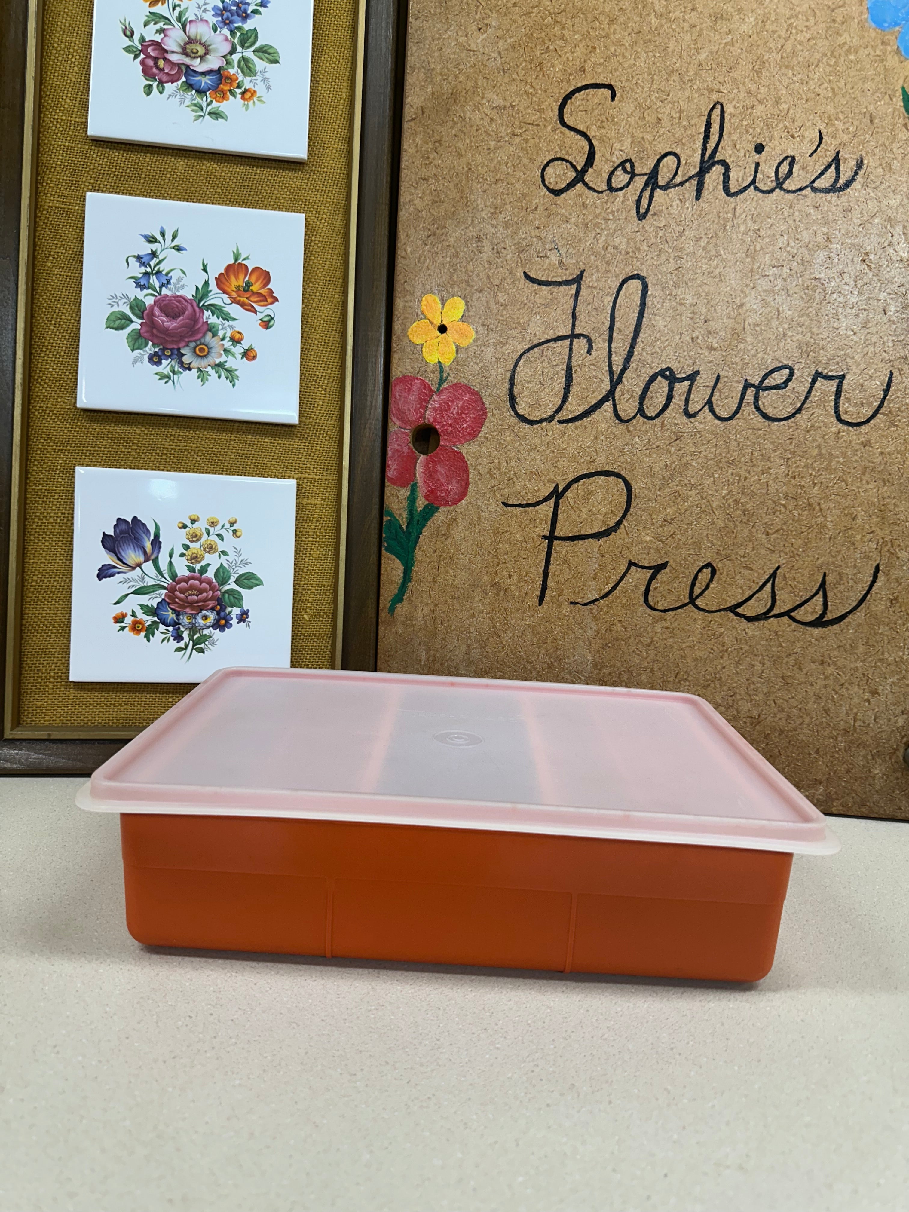 Vintage Tupperware Storage Container Organizer Jewelry Craft Box Orange