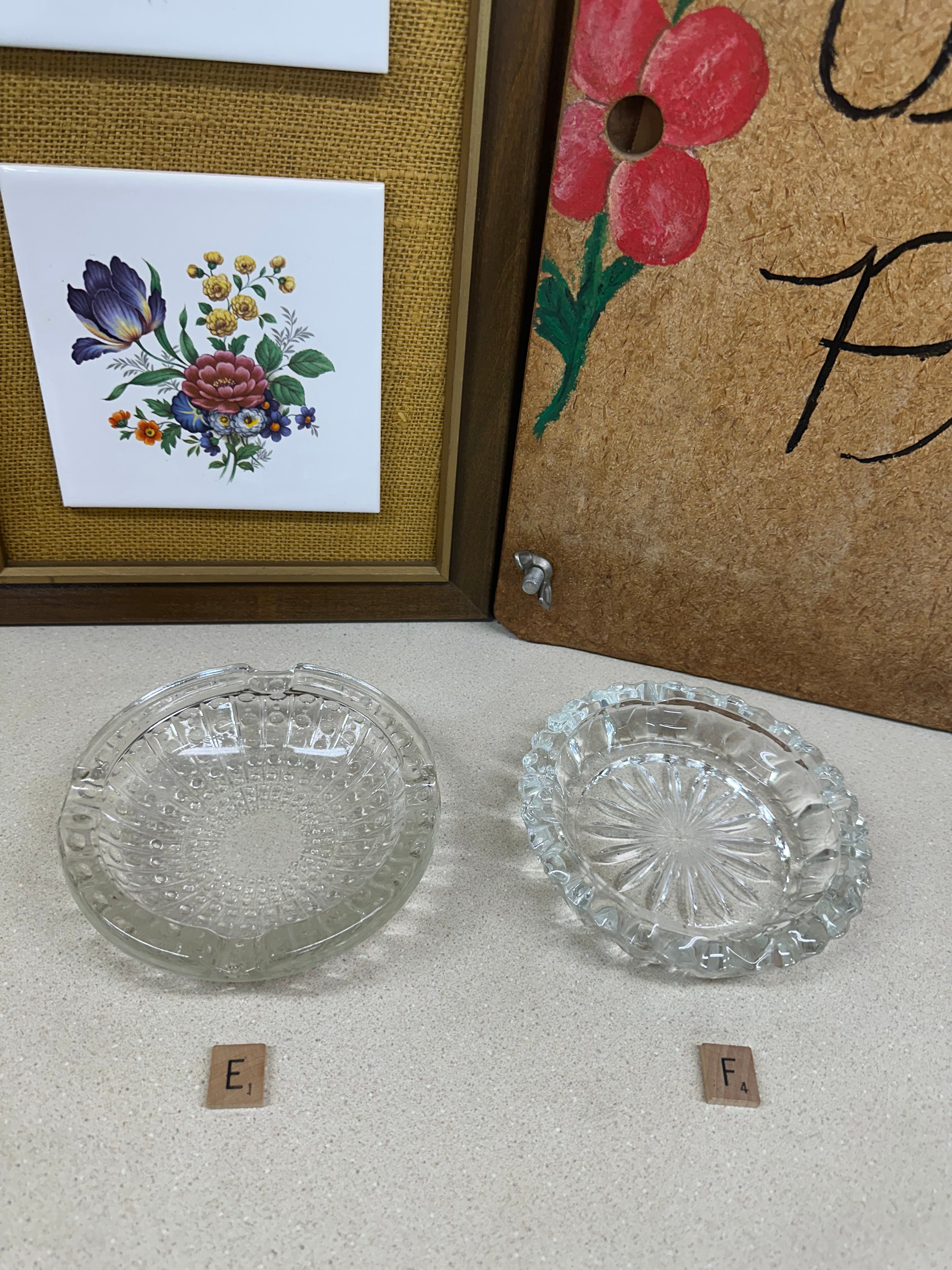 Vintage Ashtrays Clear Glass Ashtray Cigar Bar Wedding Decor Midcentury Trinket Dishes: Your Choice