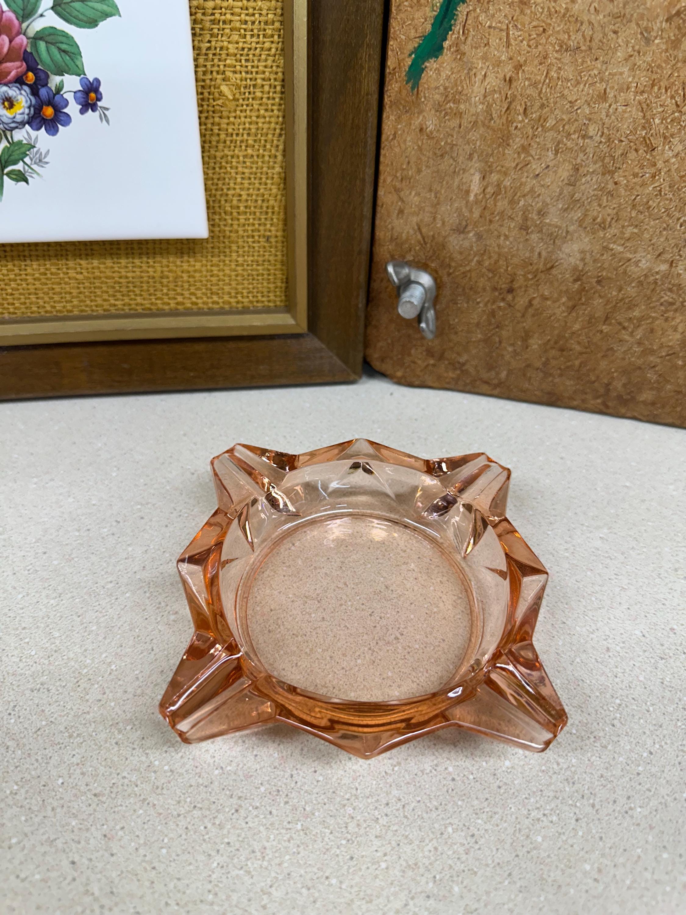 Vintage Ashtray Rose Pink Glass USA Retro Home Decor