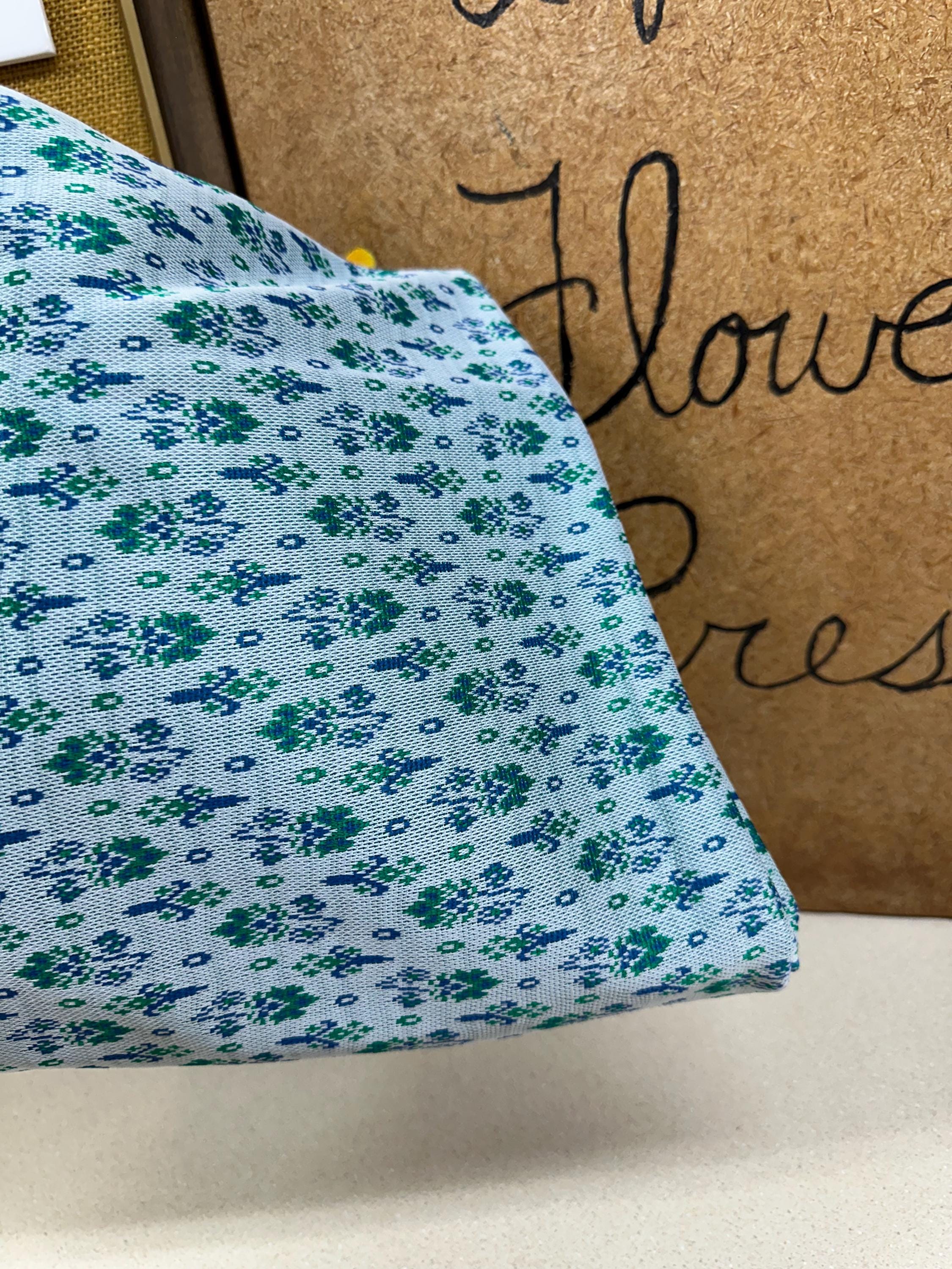 Vintage Fabric Material Vintage Textiles Blue Green Retro Design Stretchy