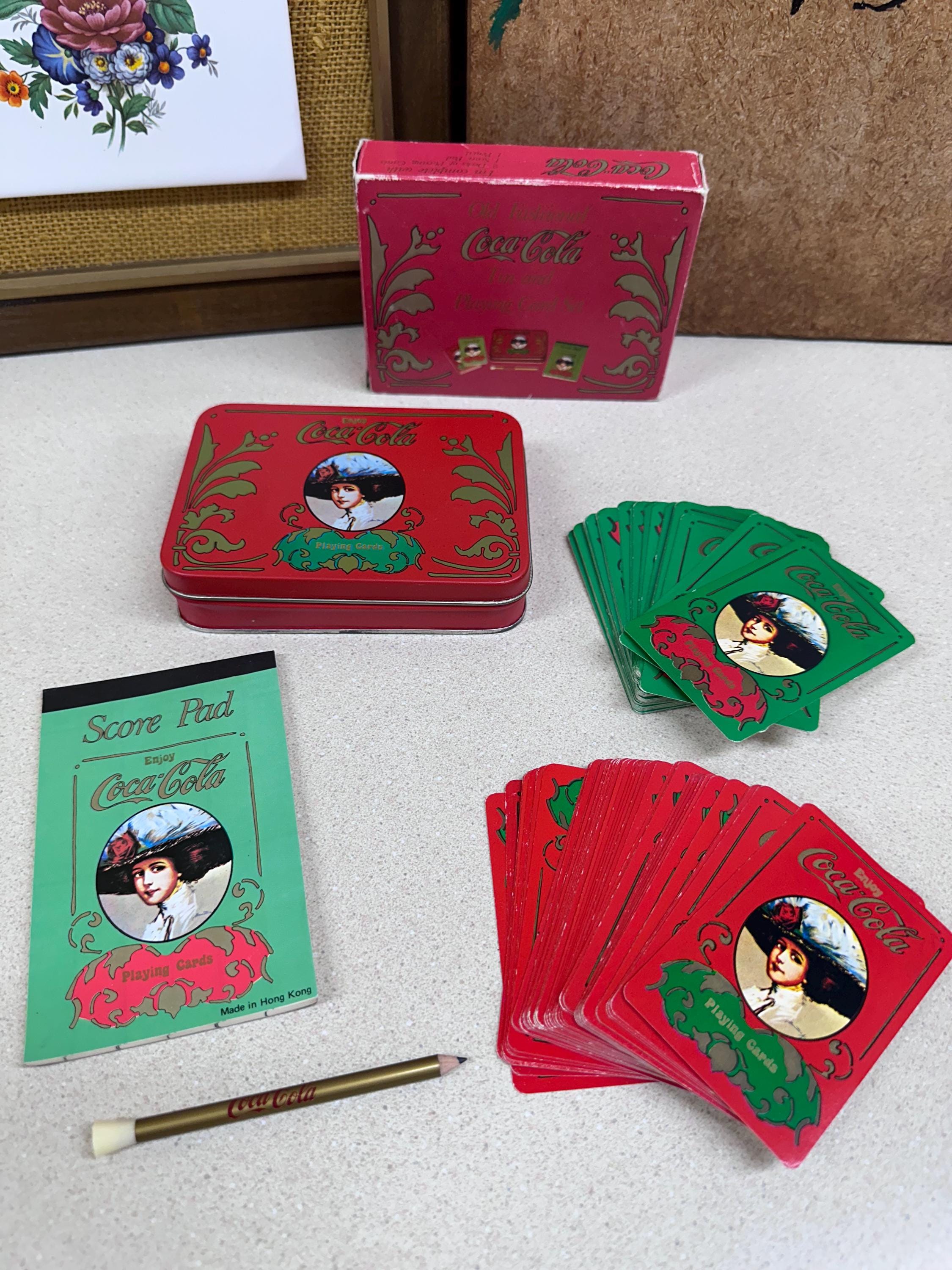 Vintage Coca Cola Playing Card Set with Tin & Score Pad