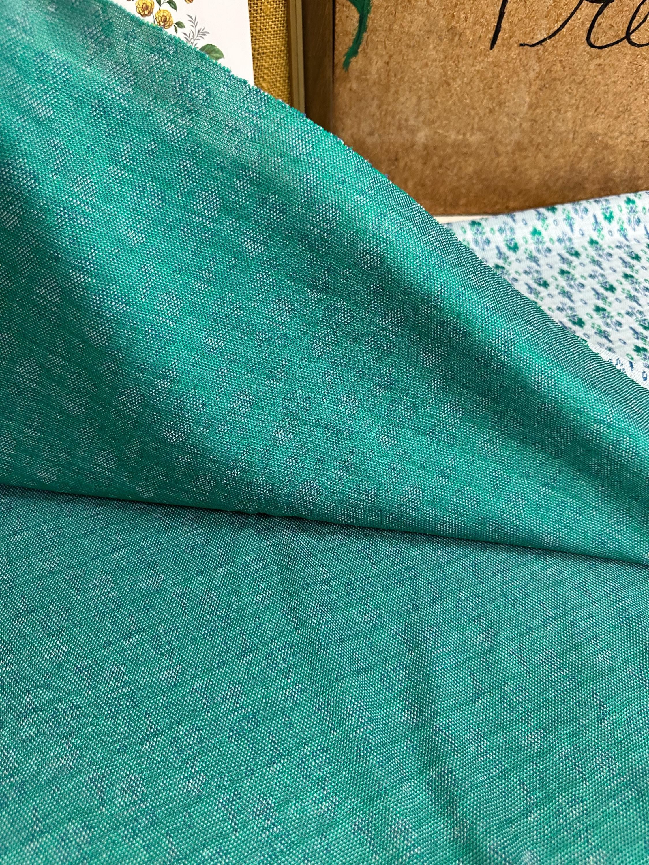 Vintage Fabric Material Vintage Textiles Blue Green Retro Design Stretchy