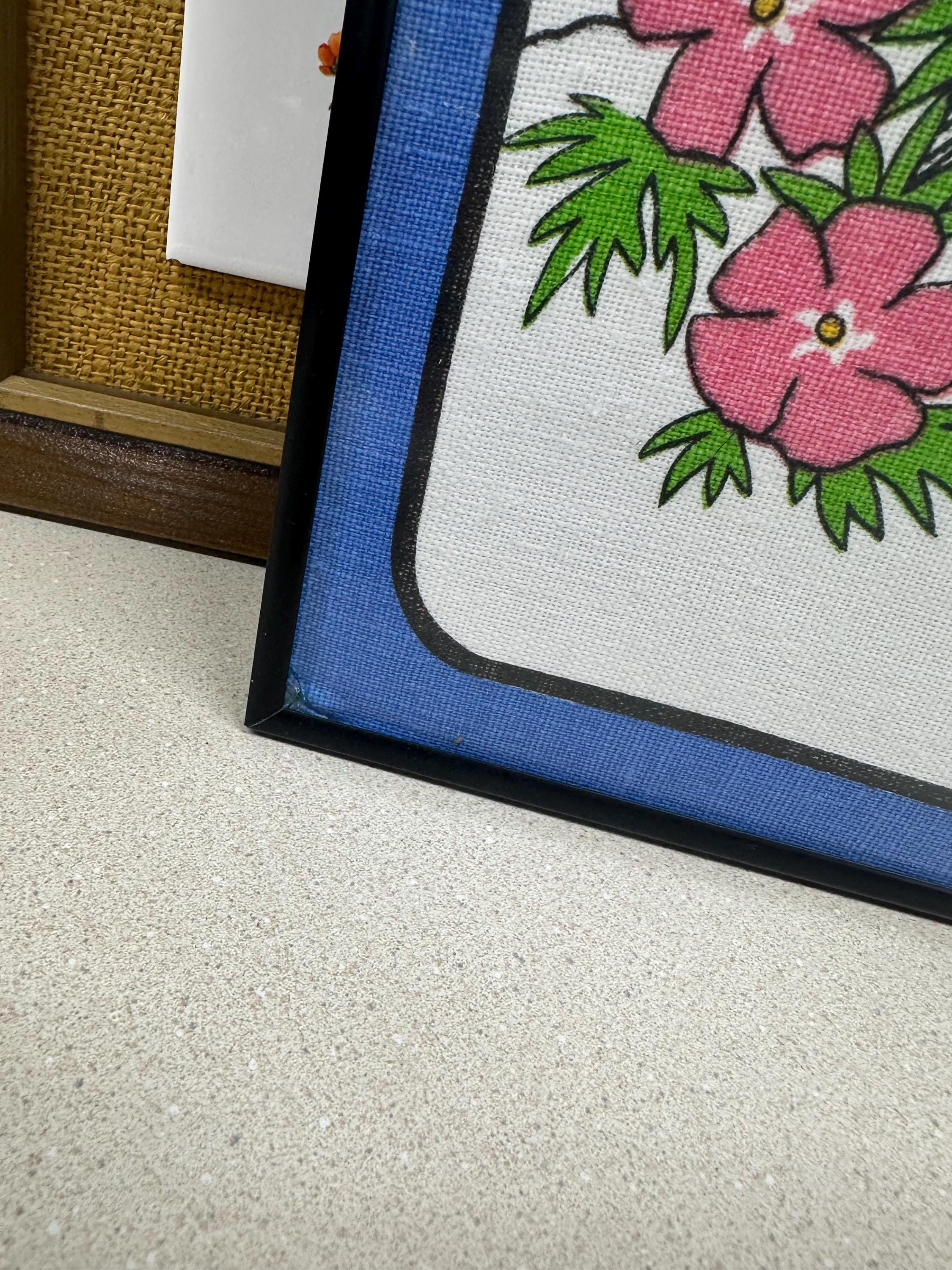 Framed Vintage Irish Wildflower Tea Towel Wall Decor