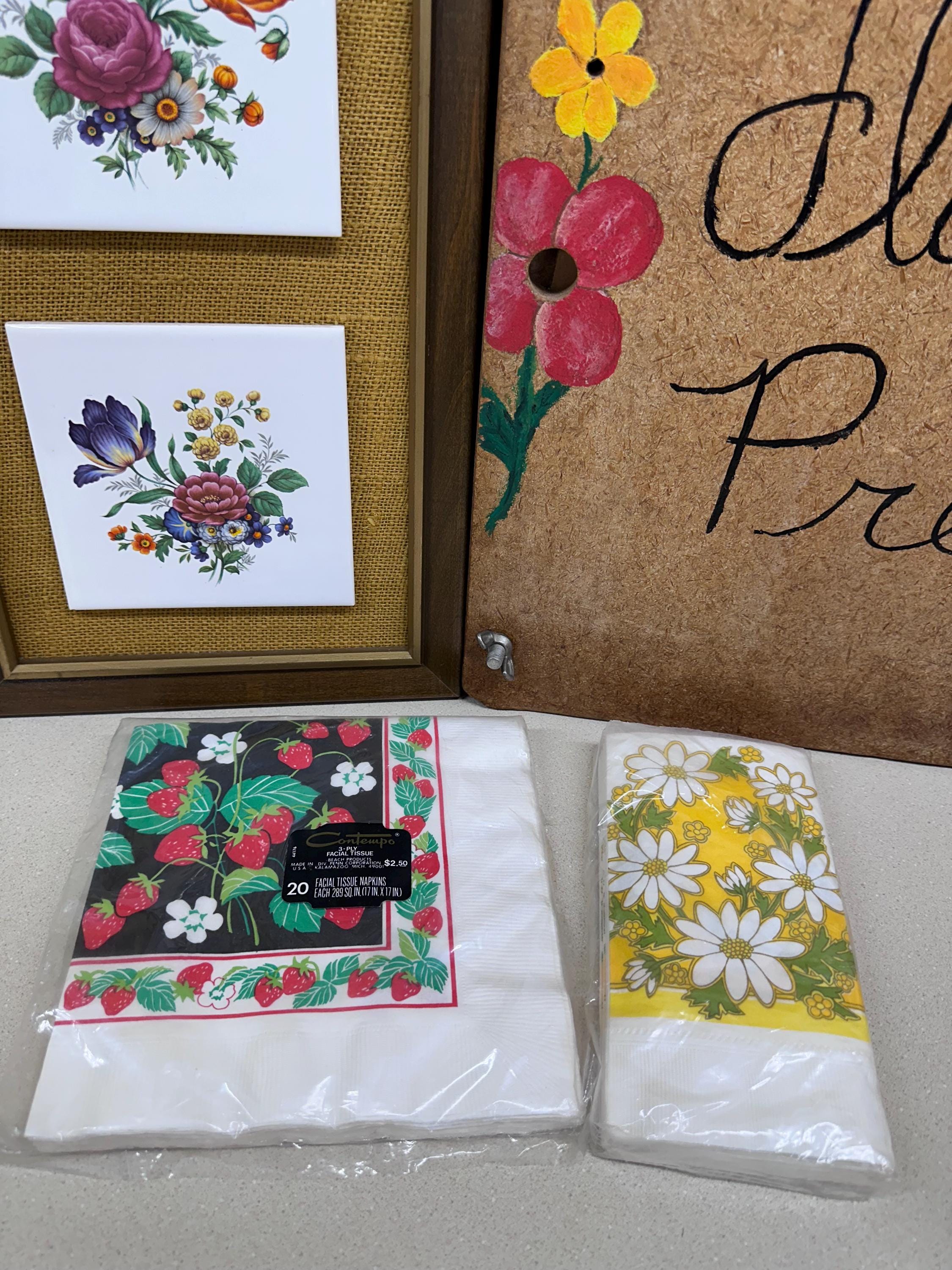 Vintage Flower Power Paper Plates & Napkins: Retro Party Decor - Set of 7