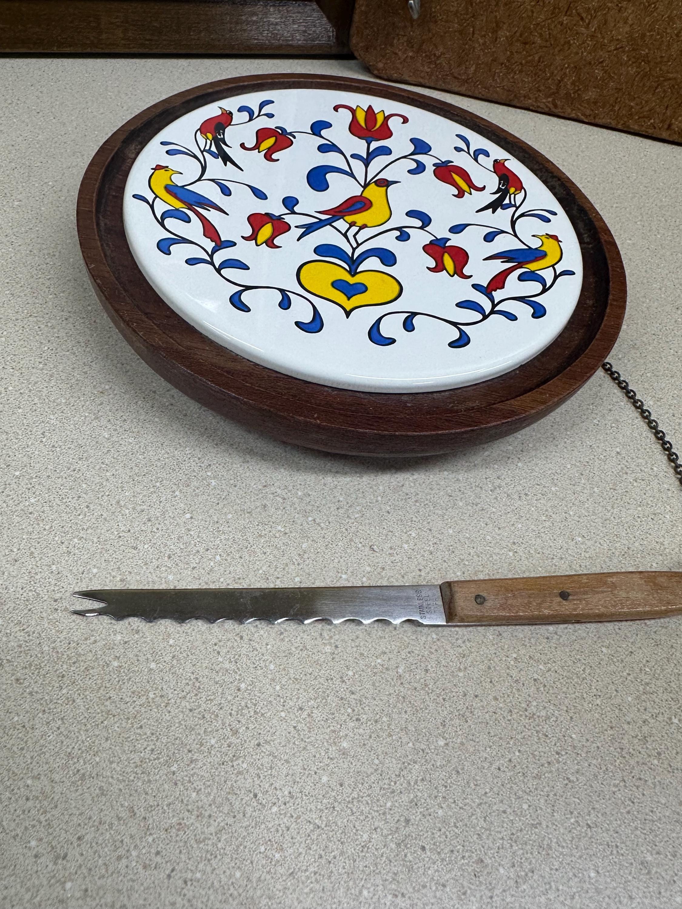 Vintage Trivet Charcuterie Board with Knife Cheese & Crackers