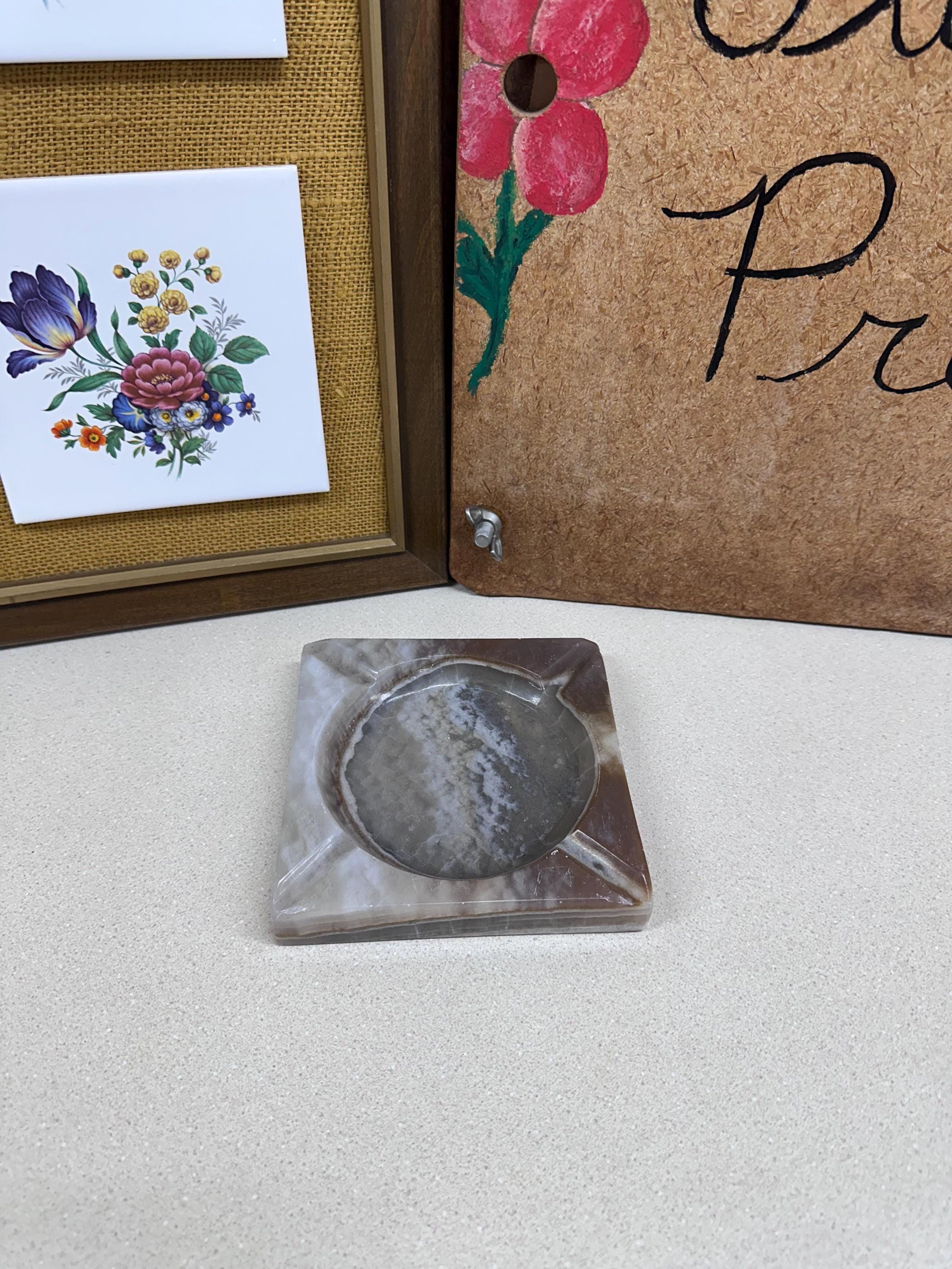 Vintage Ashtray Stone Slate Mid Century Wedding Decor Cigar Bar Special Occasions Trinket Dish USA Retro Home Decor