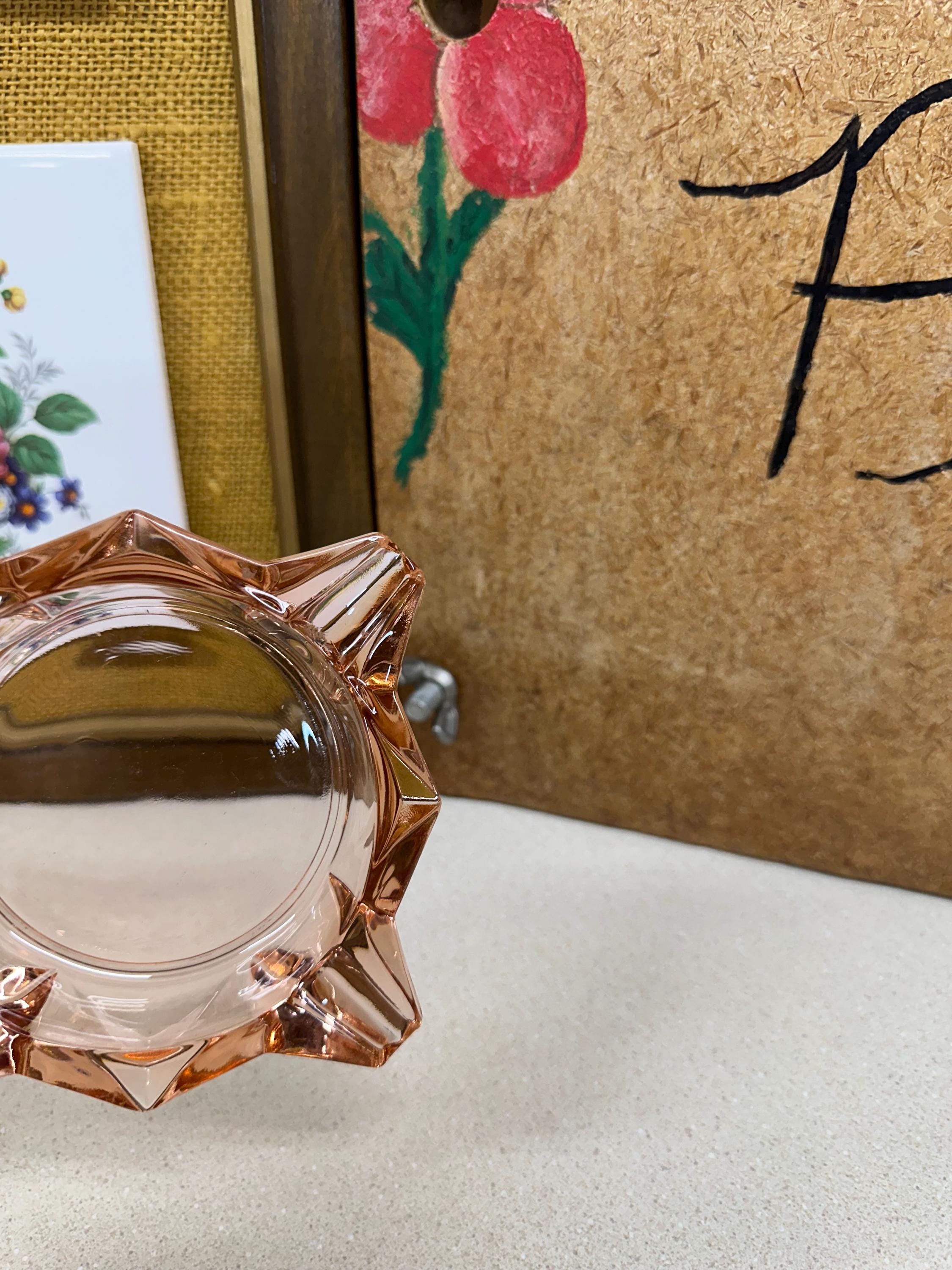 Vintage Ashtray Rose Pink Glass USA Retro Home Decor