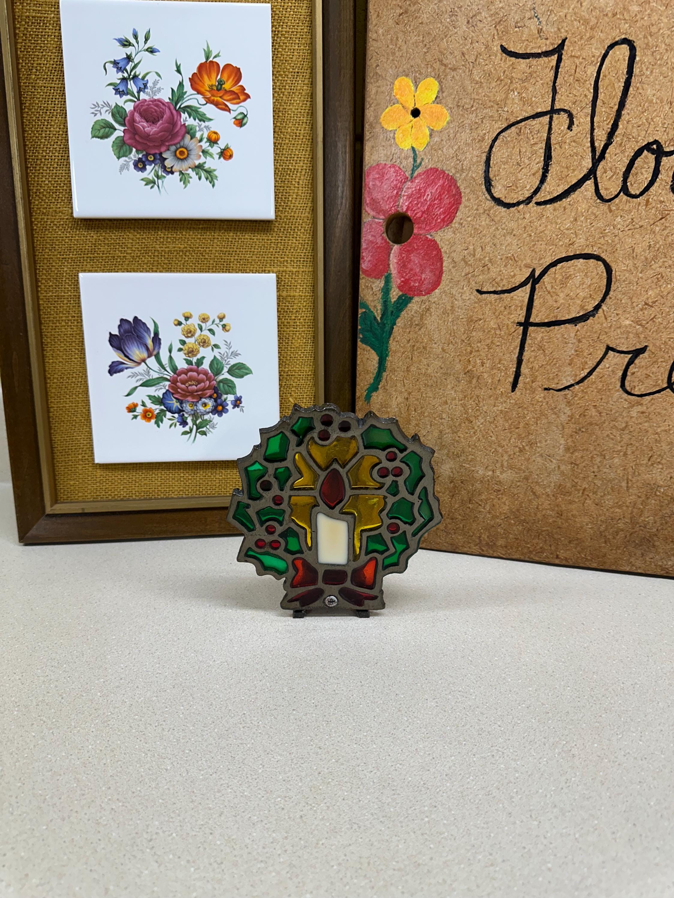 Vintage Poinsettia Candle Holder: Retro Christmas Tablescape Decor