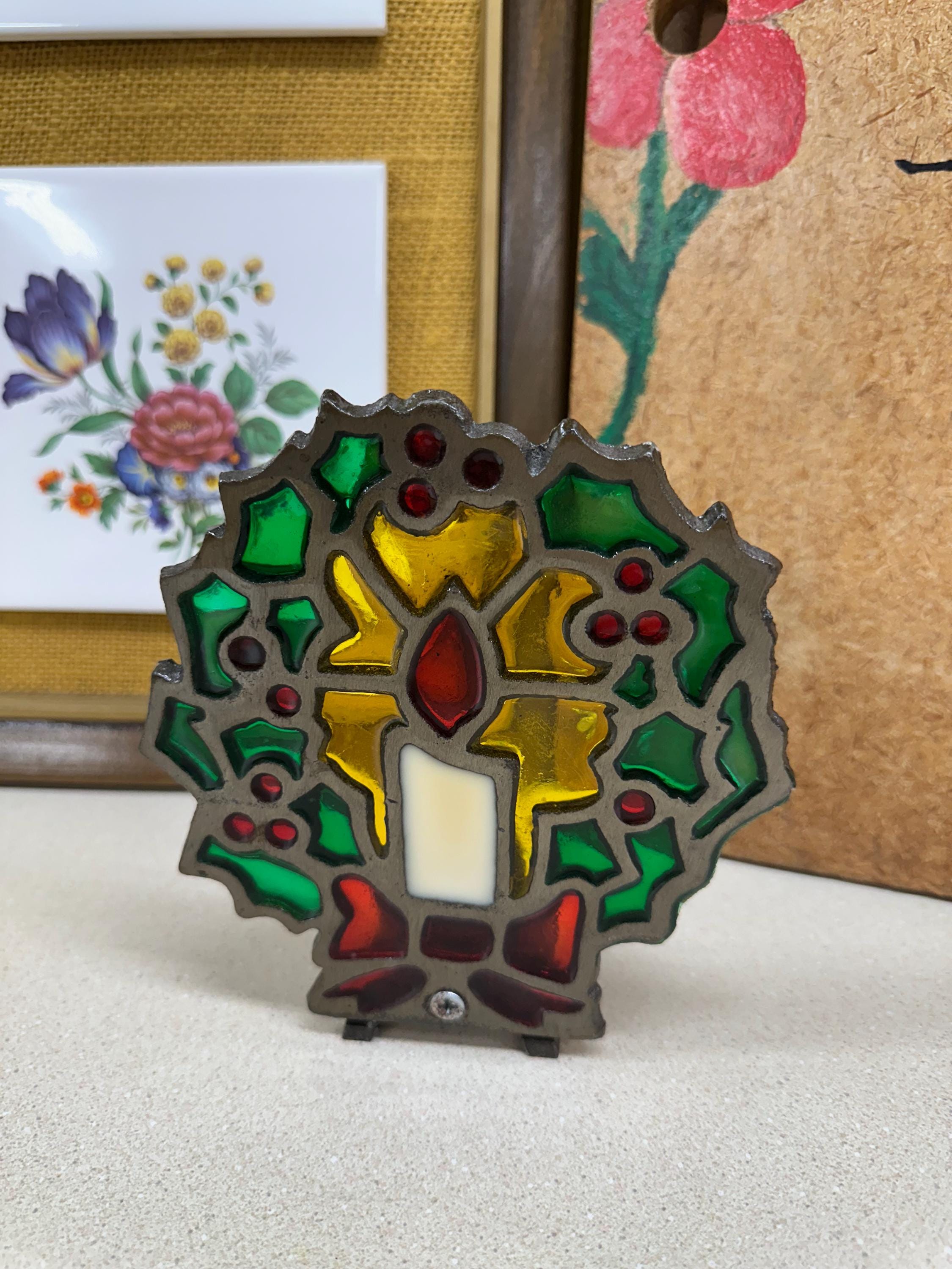 Vintage Poinsettia Candle Holder: Retro Christmas Tablescape Decor