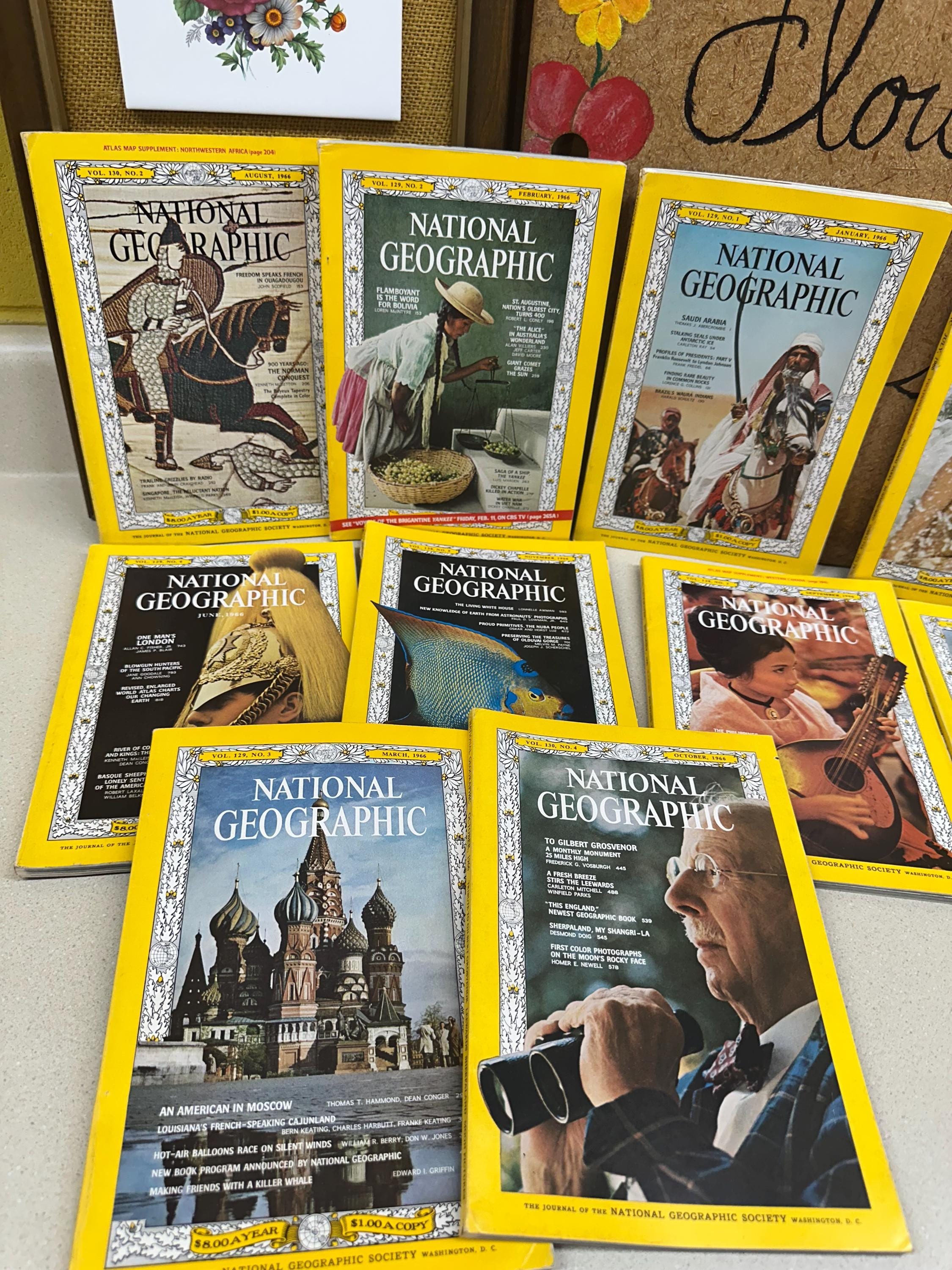 Vintage 1966 National Geographic Magazines Ads Pictures Advertisements January- December Included Nat Geo 1960's