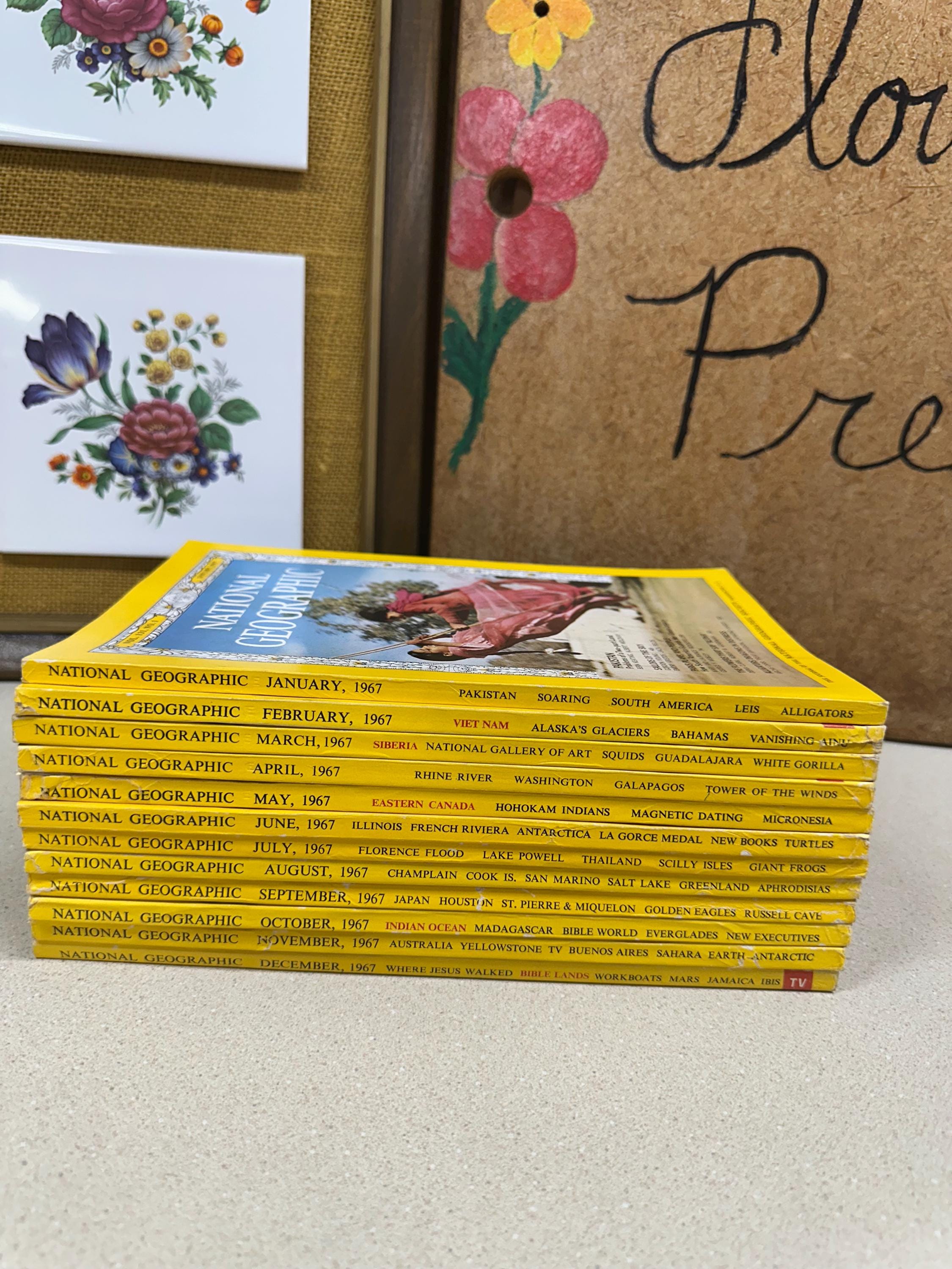 Vintage 1967 National Geographic Magazines Ads Pictures Advertisements January- December Included Nat Geo 1960's