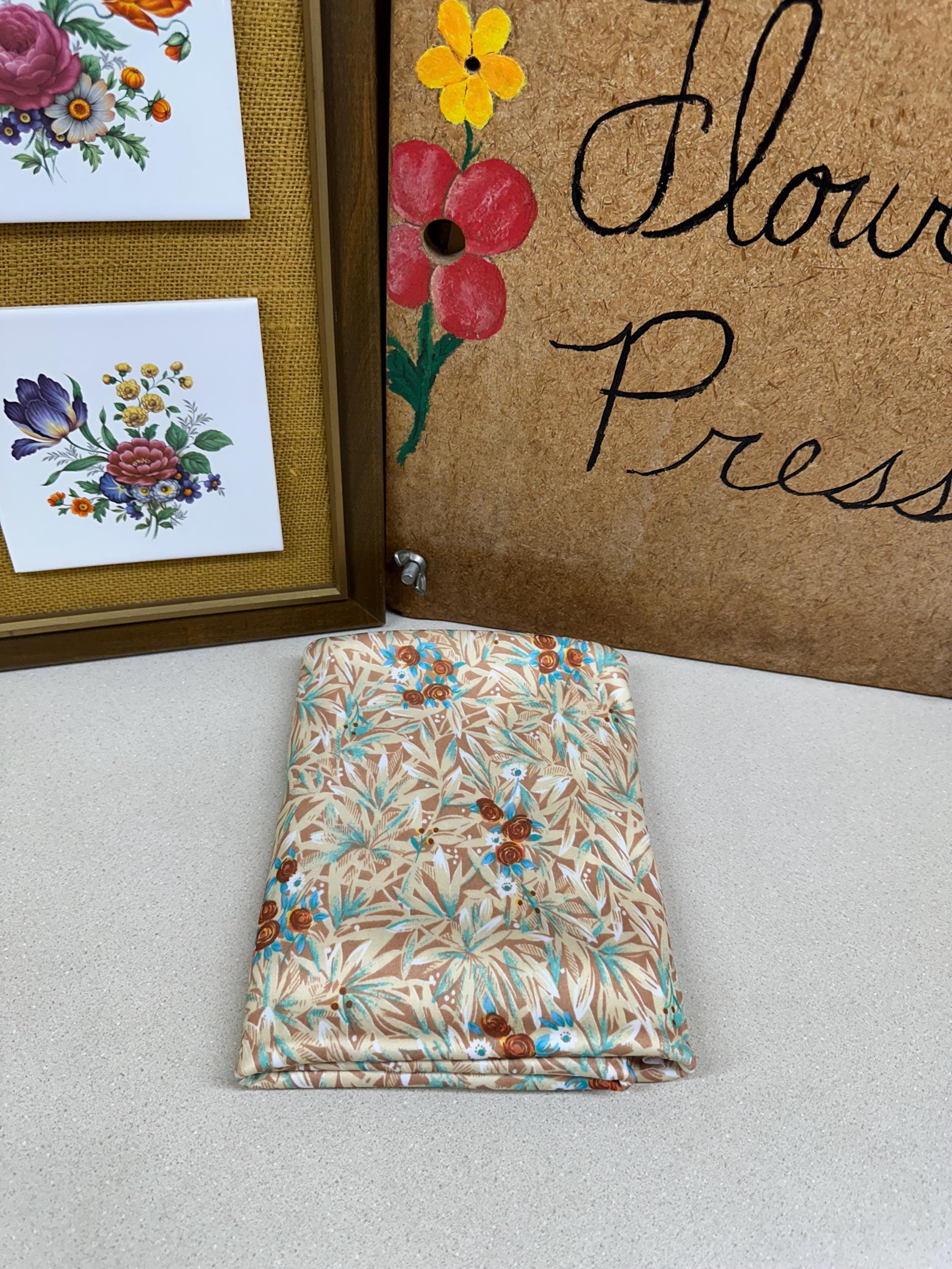 Vintage Floral Fabric: Brown & Blue Stretchy Textiles (60x40 inches