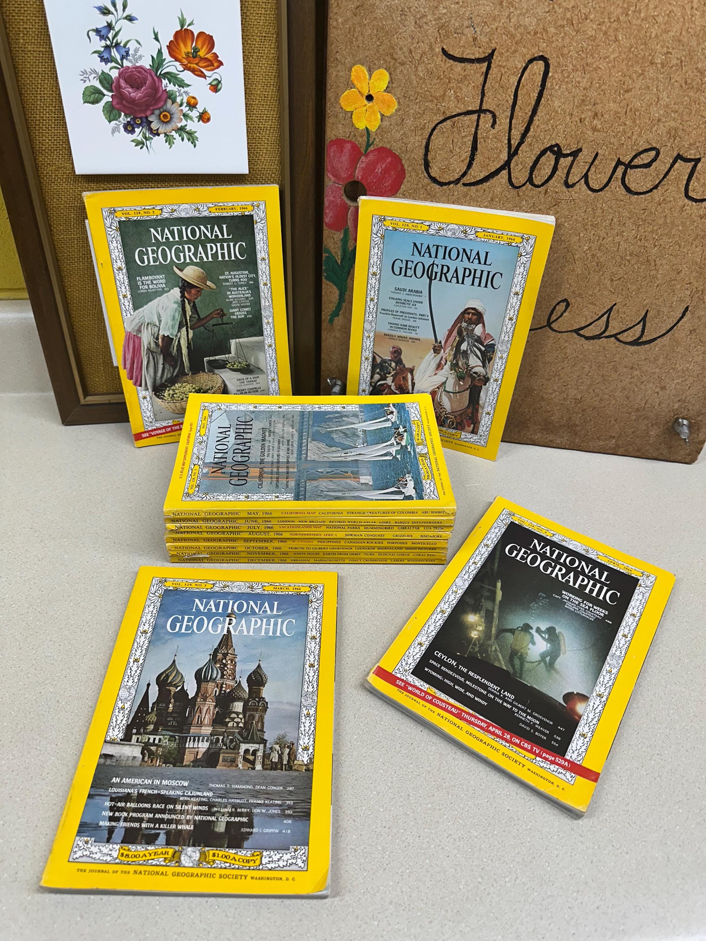 Vintage 1966 National Geographic Magazines Ads Pictures Advertisements January- December Included Nat Geo 1960's