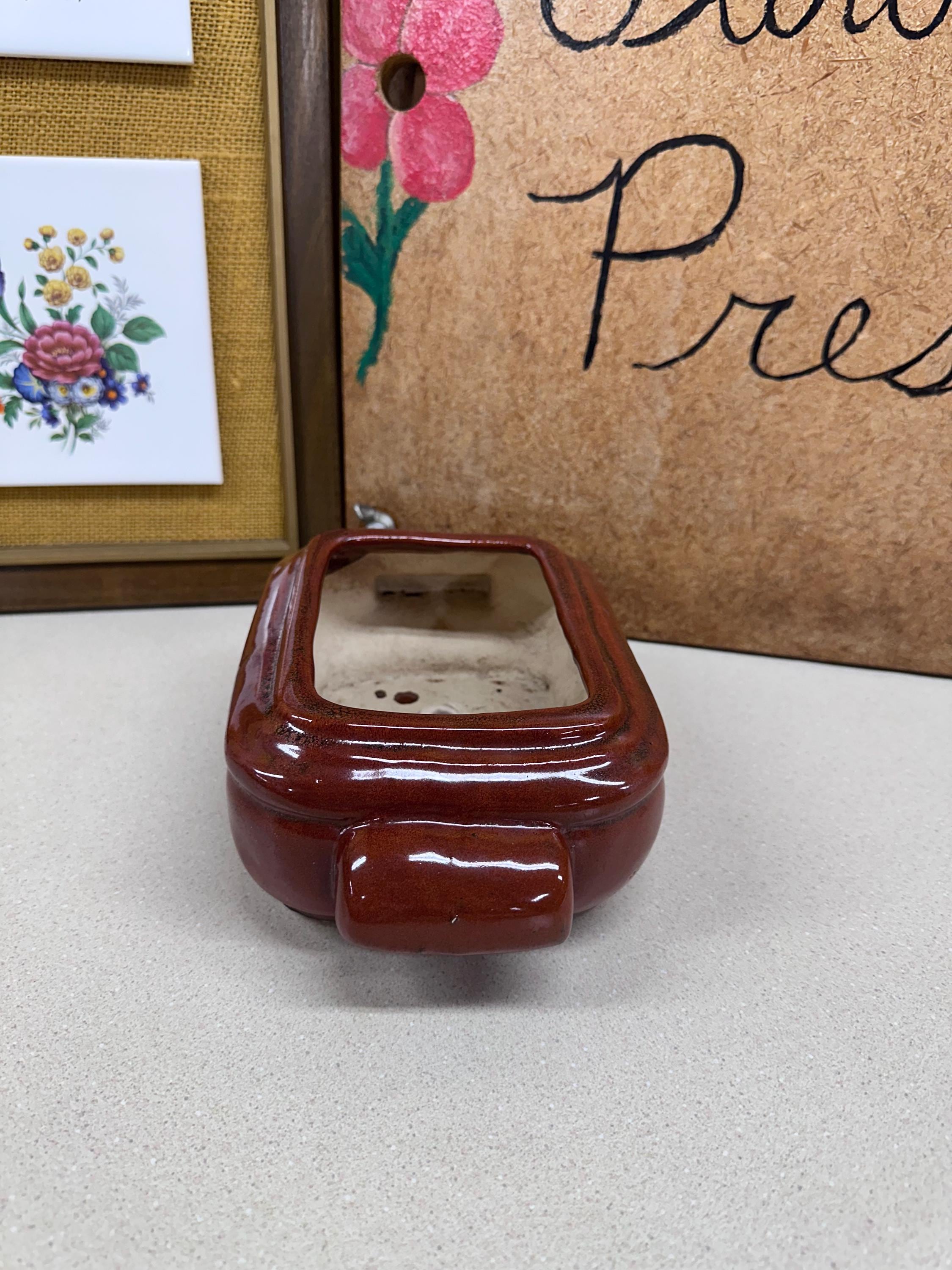 Vintage Planter Pot Succulents Plant Vessels Natural Dark Brownish Brick Red