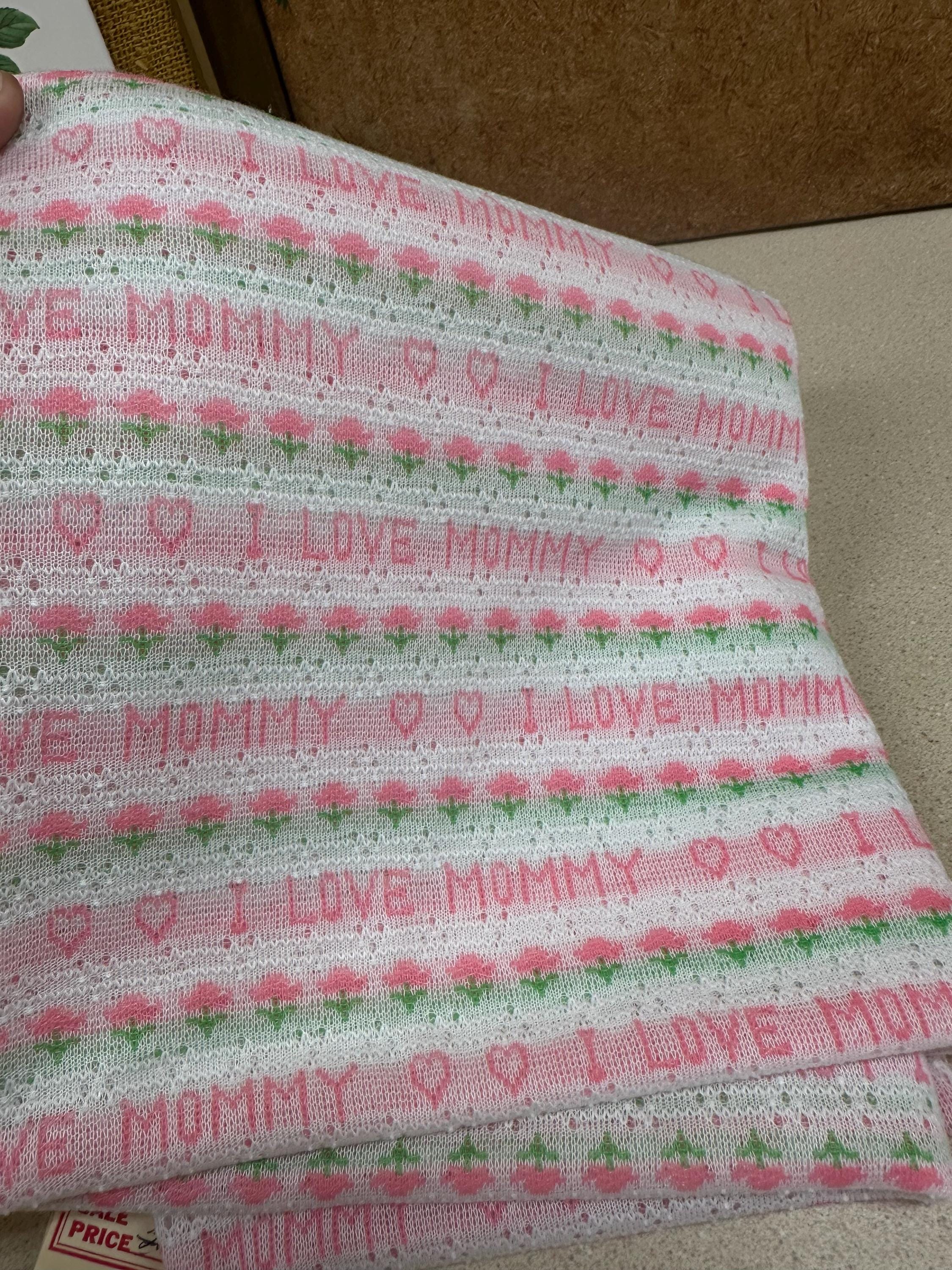 Vintage Floral Fabric: Semi Sheer Pink & Green Textiles