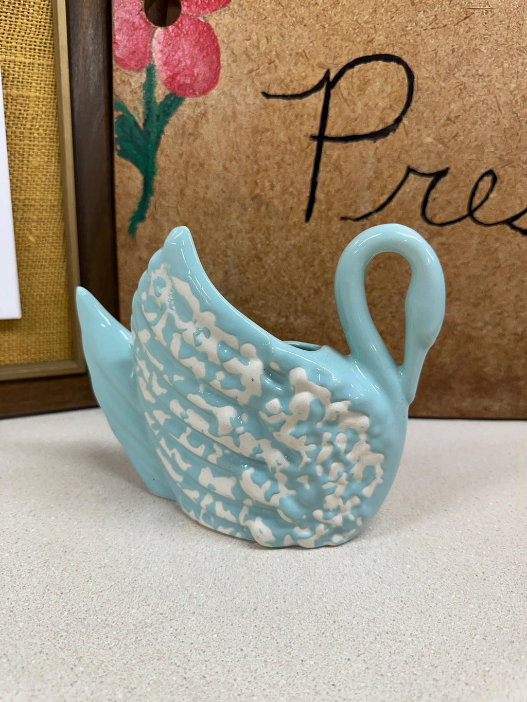 Vintage Swan Planters Pots Blue Light Blue Turquoise