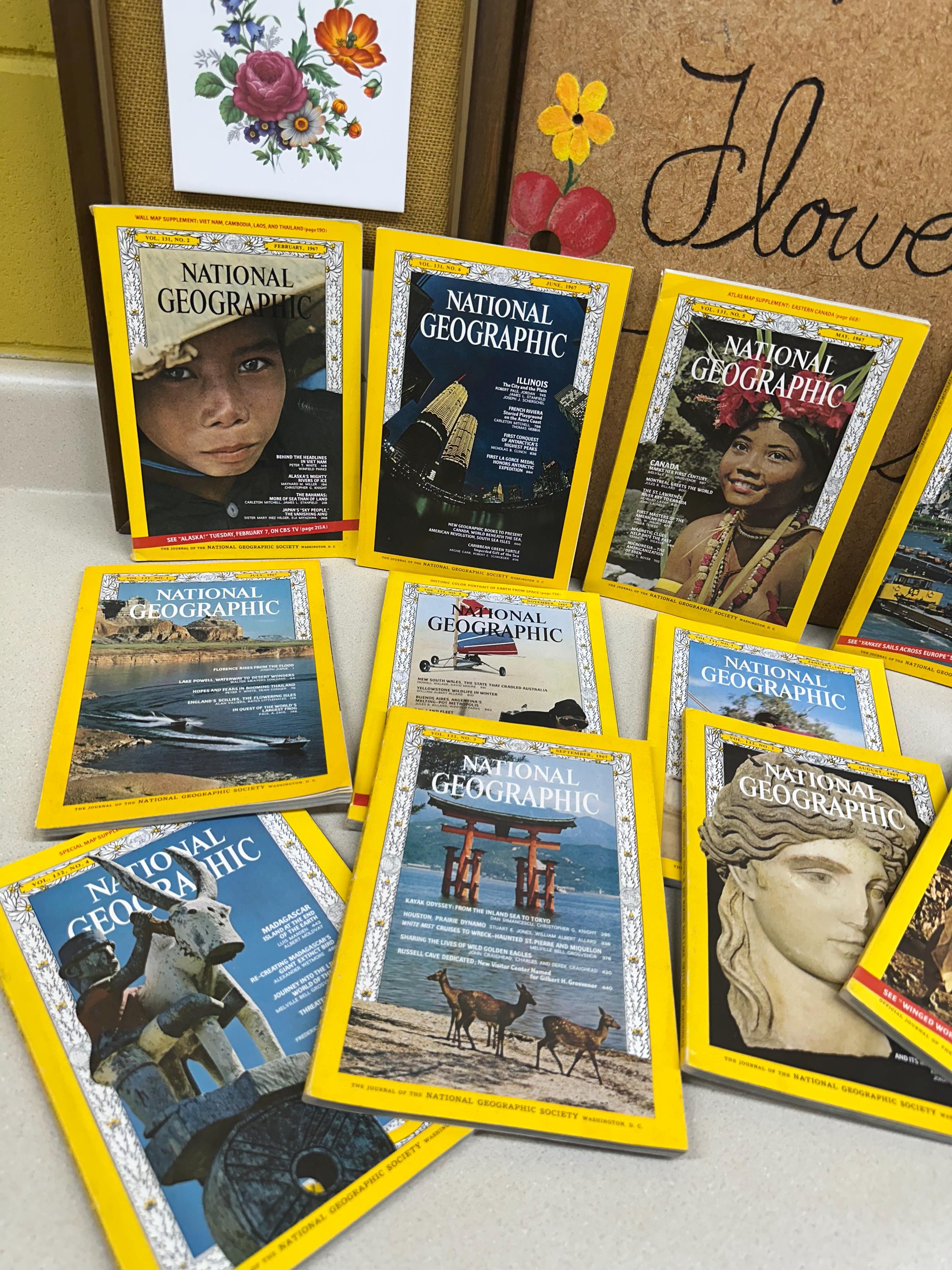 Vintage 1967 National Geographic Magazines Ads Pictures Advertisements January- December Included Nat Geo 1960's