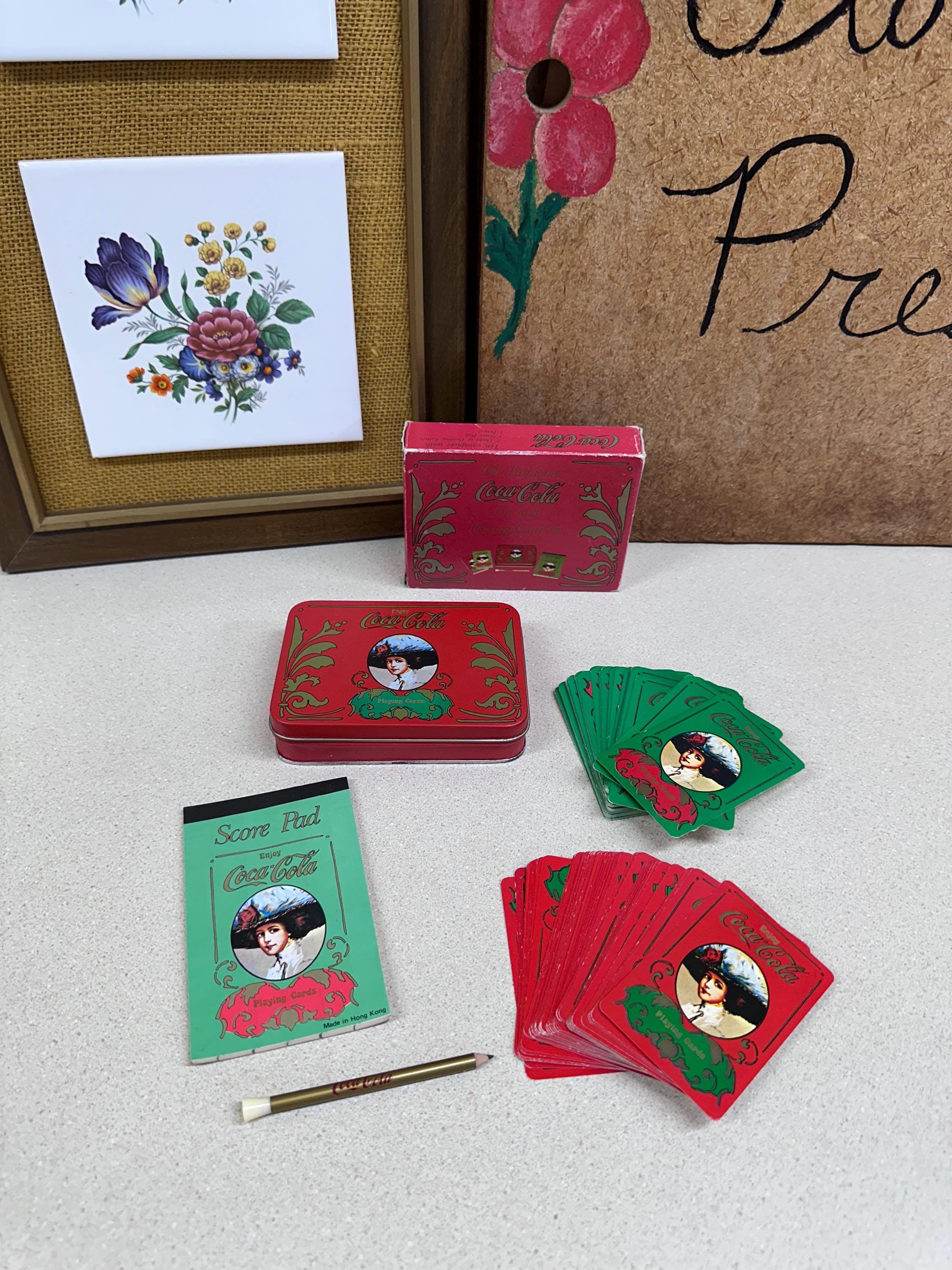 Vintage Coca Cola Playing Card Set with Tin & Score Pad